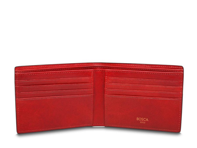 Bosca 8 Pocket Deluxe Executive Wallet Bruna Röda | DSEVO38502