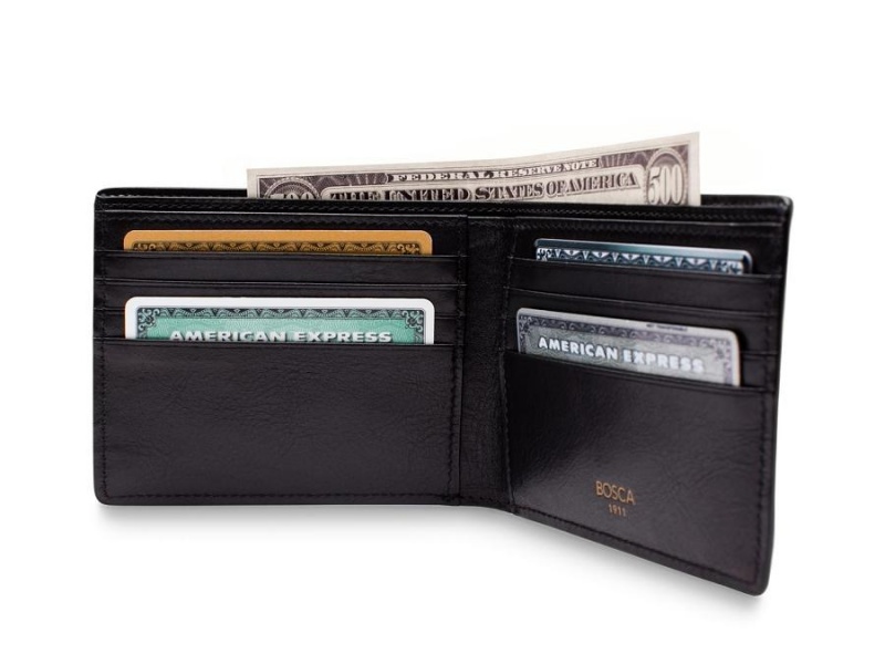 Bosca 8 Pocket Deluxe Executive Wallet Svarta | QSEUV60724