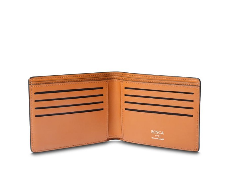 Bosca 8 Pocket Wallet Monfrini Contrast Svarta Bruna | QSEWA87165