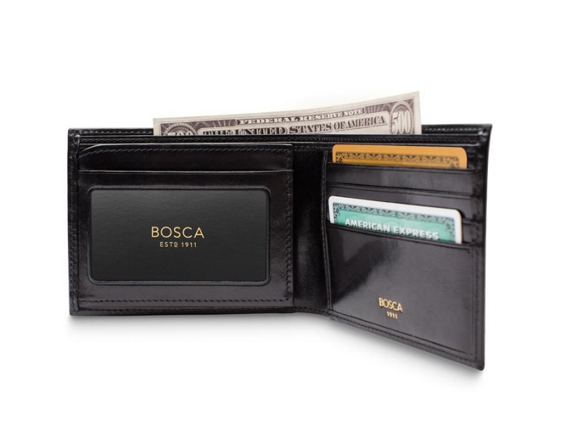 Bosca Bifold Wallet With Card / I.D. Flap Svarta | USETG92126