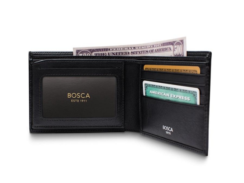 Bosca Bifold Wallet With Card / I.D. Flap Svarta | BSESO32327