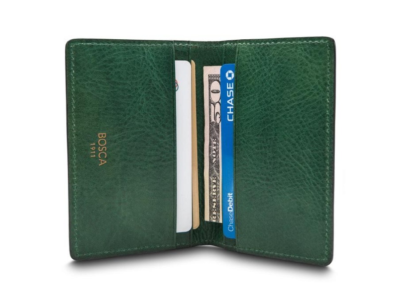 Bosca Credit Card Case Bruna Gröna | FSEUI35124