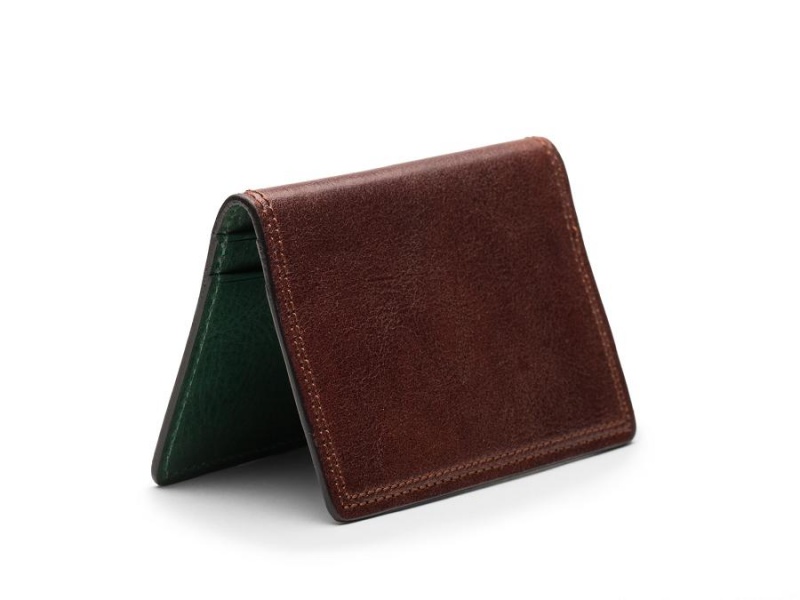 Bosca Credit Card Case Bruna Gröna | FSEUI35124