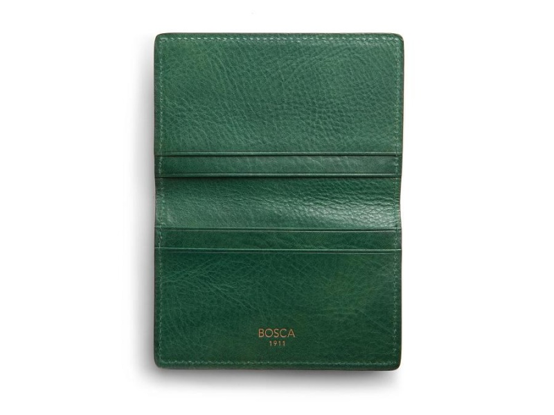 Bosca Credit Card Case Bruna Gröna | FSEUI35124