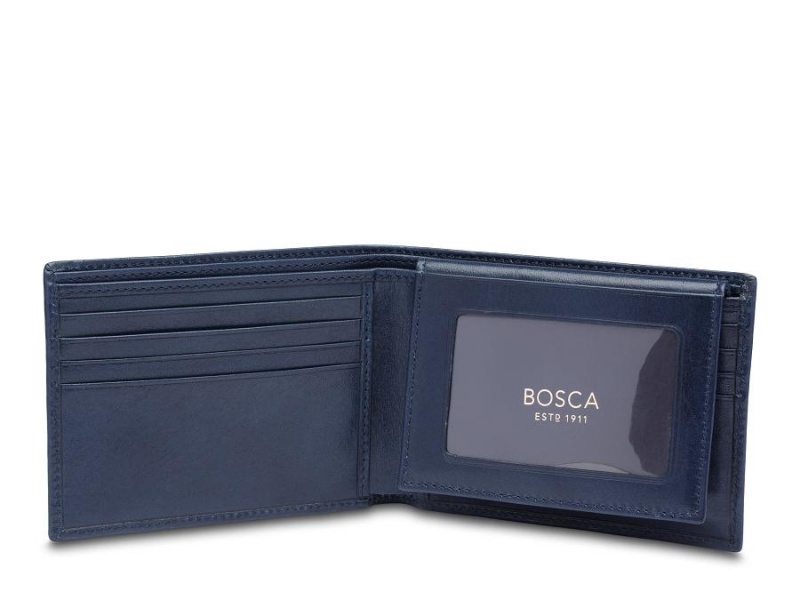 Bosca Credit Wallet w/ I.D. Passcase Navy Blå | XSEGW50215