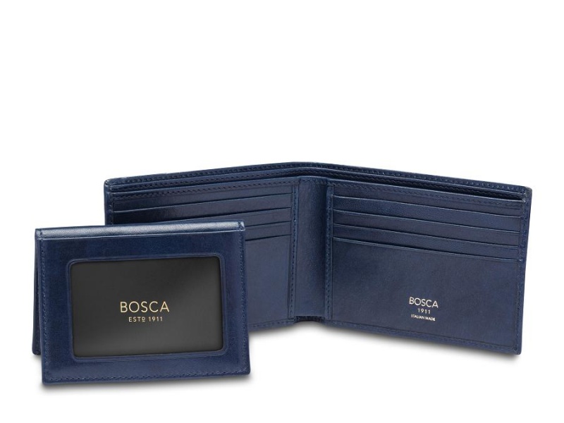 Bosca Credit Wallet w/ I.D. Passcase Navy Blå | XSEGW50215