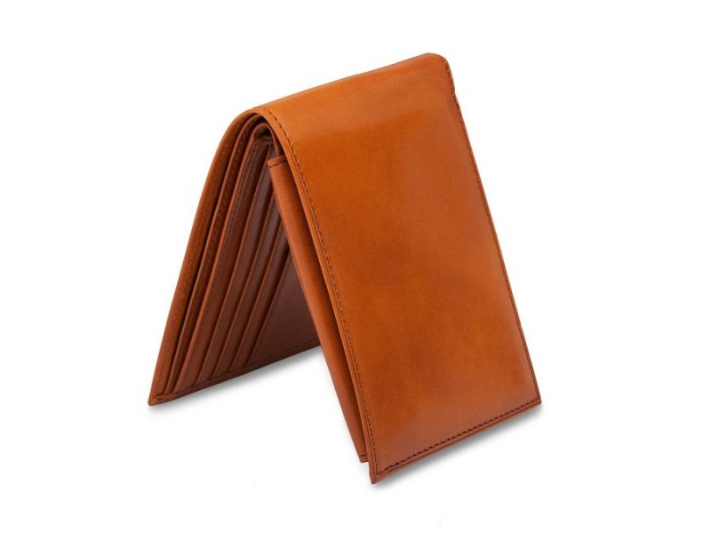 Bosca Credit Wallet with I.D. Passcase -Saddle- Bruna | SSENY43671