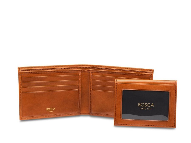 Bosca Credit Wallet with I.D. Passcase -Saddle- Bruna | SSENY43671