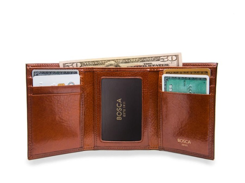 Bosca Double I.D. Trifold Wallet Bruna | BSESD24663