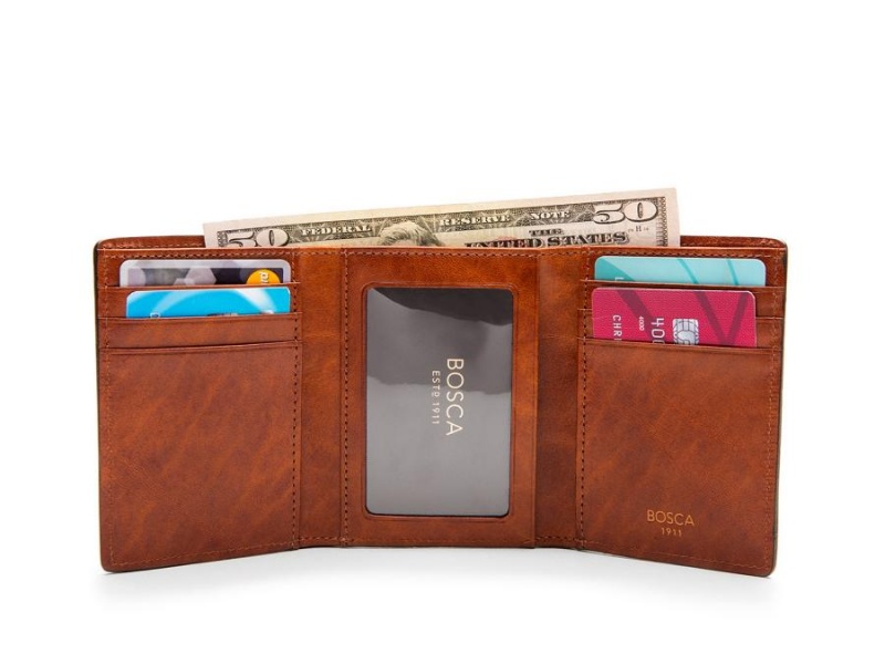 Bosca Double I.D. Trifold Wallet Bruna | GSEEC68442