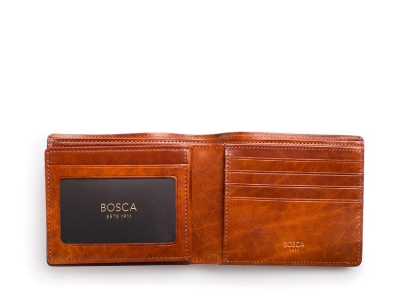 Bosca Euro 8 Pocket Deluxe Executive Wallet w/ Passcase Bruna | SEZPD52221