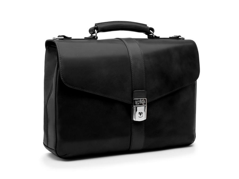 Bosca Flapover Briefcase Svarta | ESEVG46381