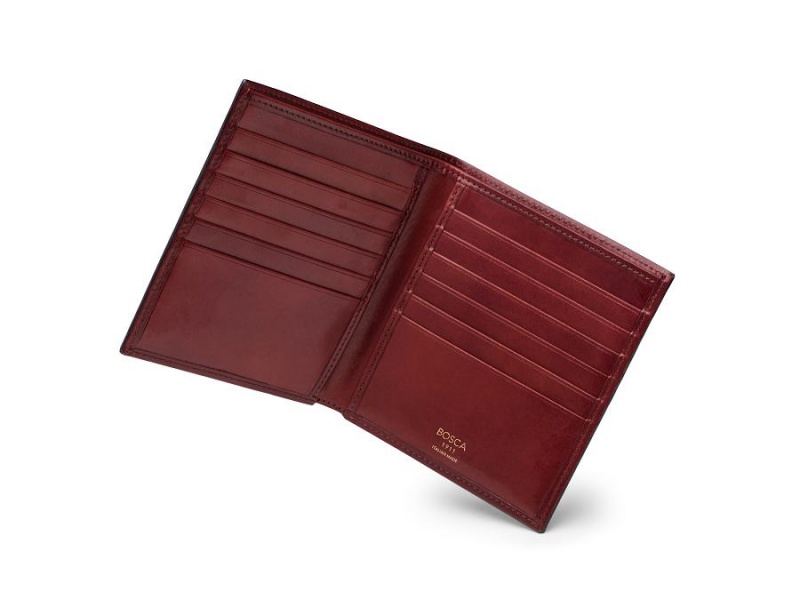 Bosca Italia 12 Pocket Wallet Mörkröda | SEEGJ23395