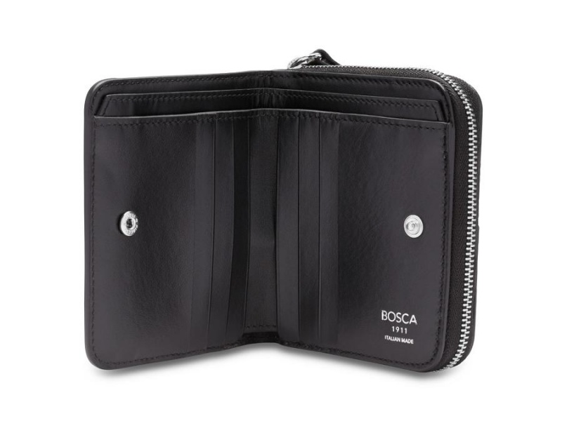 Bosca Italia 4" Billfold Wallet with Zip Svarta | SENZX49164