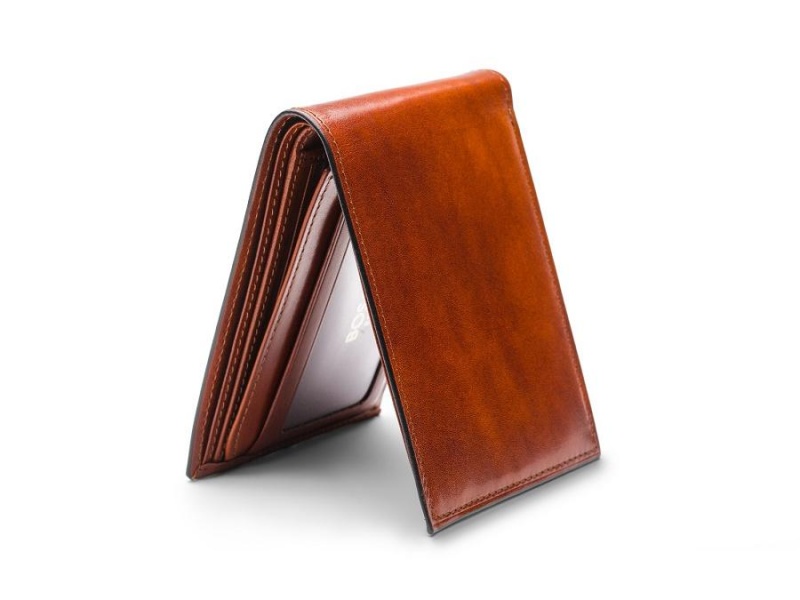 Bosca Italia Bifold Wallet With Card / I.D. Flap Bruna | MSEHR58092