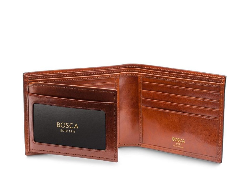 Bosca Italia Bifold Wallet With Card / I.D. Flap Bruna | MSEHR58092