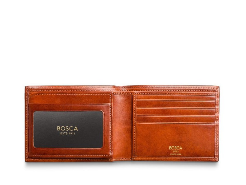 Bosca Italia Bifold Wallet With Card / I.D. Flap Bruna | MSEHR58092