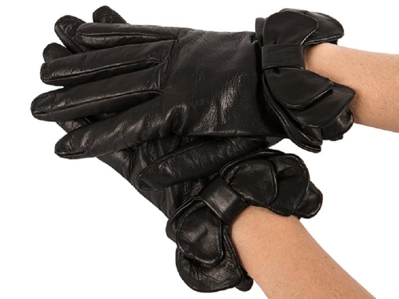 Bosca Korta Lambskin Glove w/ Bow Svarta | ZSEMJ34278