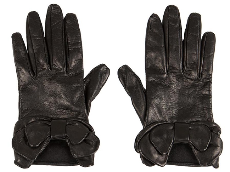 Bosca Korta Lambskin Glove w/ Bow Svarta | ZSEMJ34278