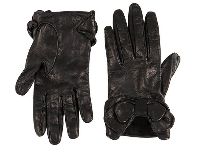 Bosca Korta Lambskin Glove w/ Bow Svarta | ZSEMJ34278